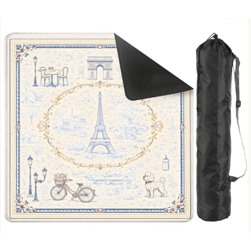 Paris Mahjong Mat 31.5" Non Slip Rubber Playing Mat w/ Storage Bag New